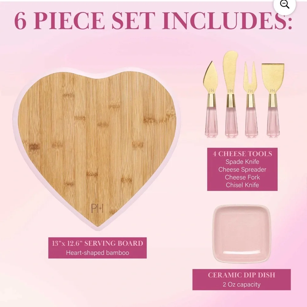 Paris Hilton Pink Champagne Flute Set and 6-Piece Charcuterie Board
